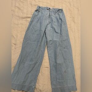 Cotton Chambray Color Wide-Leg Pants | size 13-14